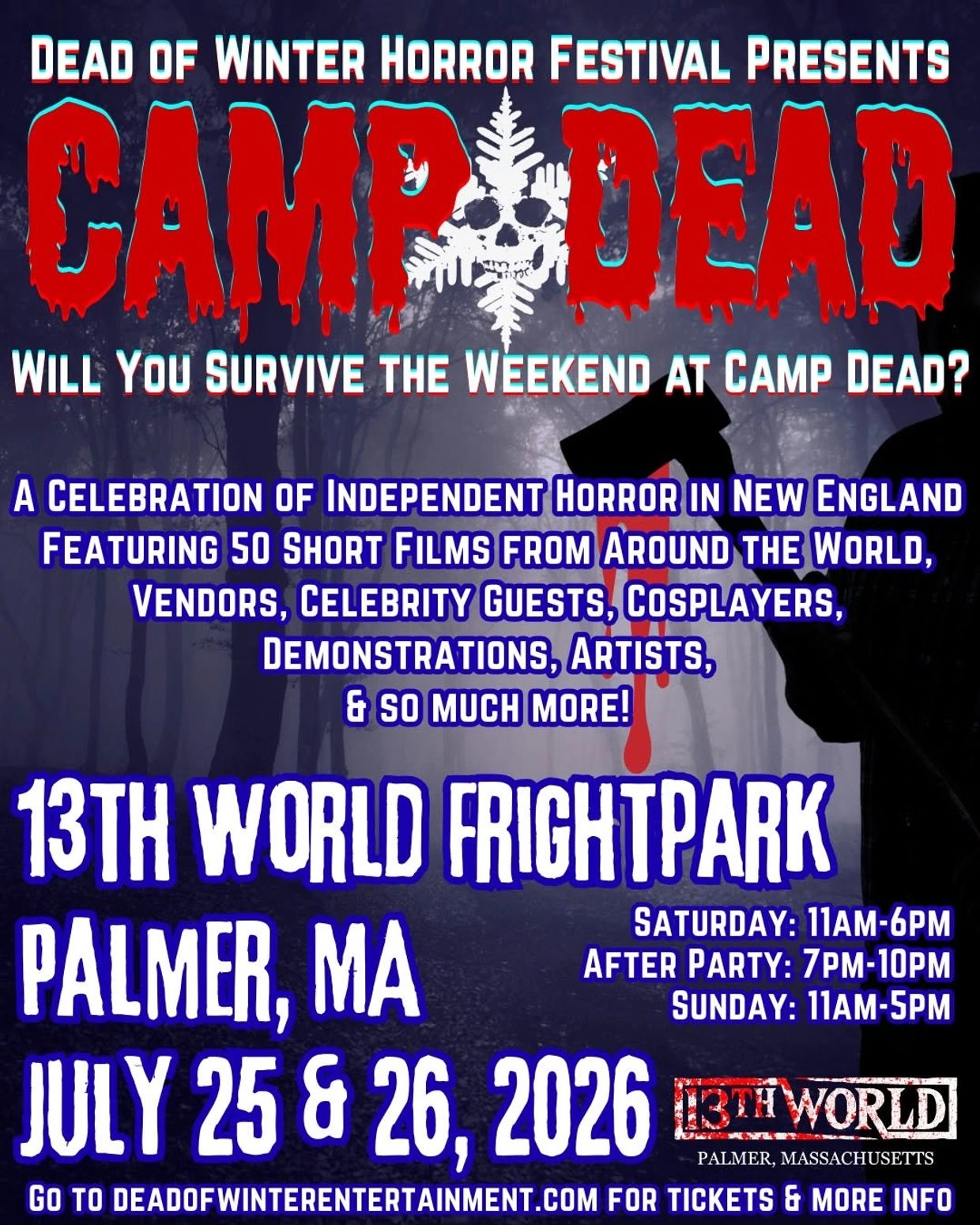 Poster for Camp Dead horror festival at 13th World Frightpark.