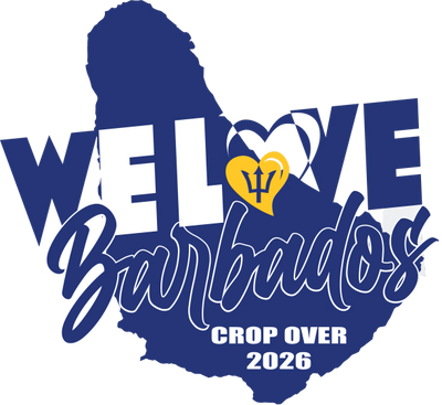 Logo with 'We Love Barbados' and 'Crop Over 2026' text.