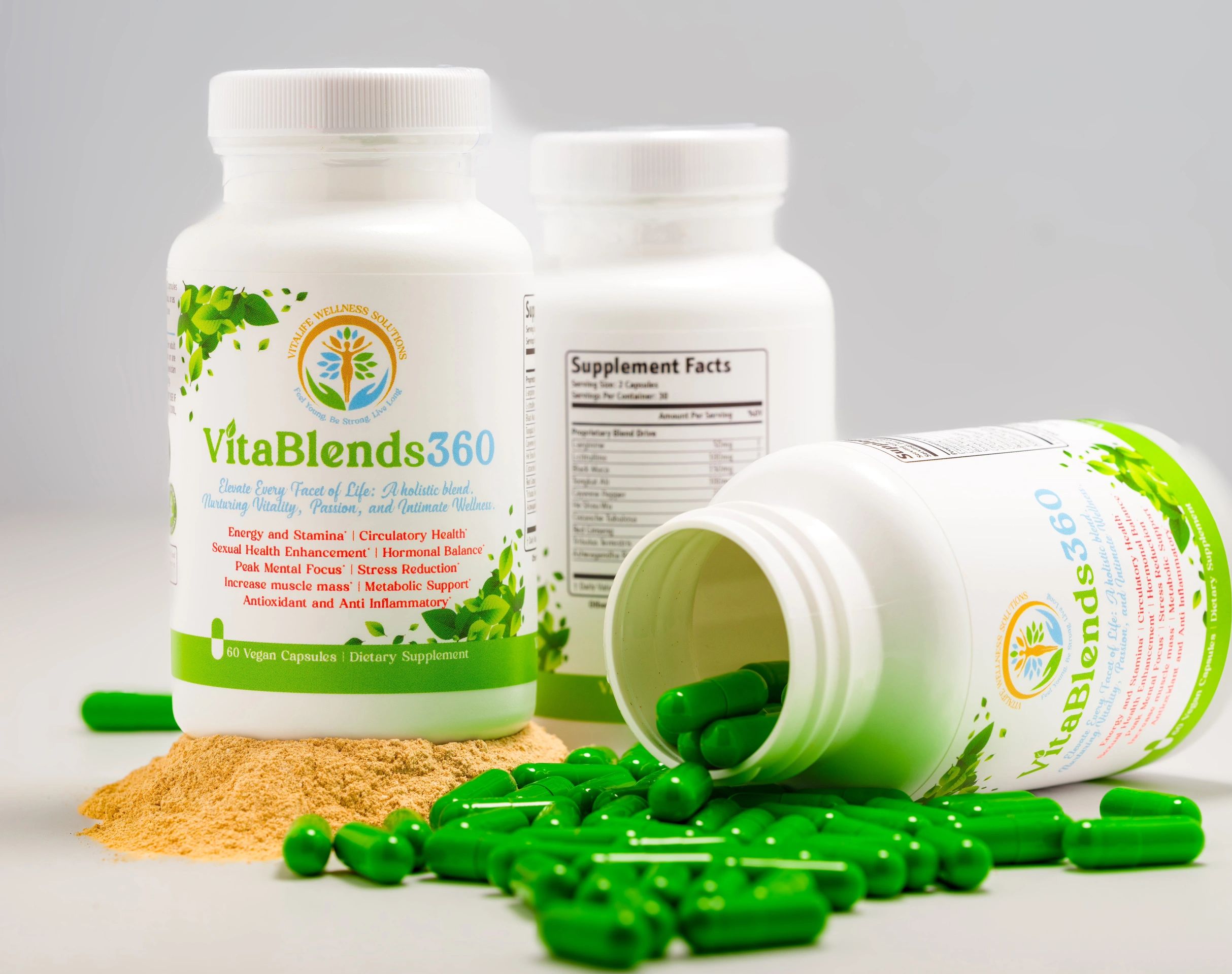 Vita Blends 360 Packaging. Premium Health Supplements