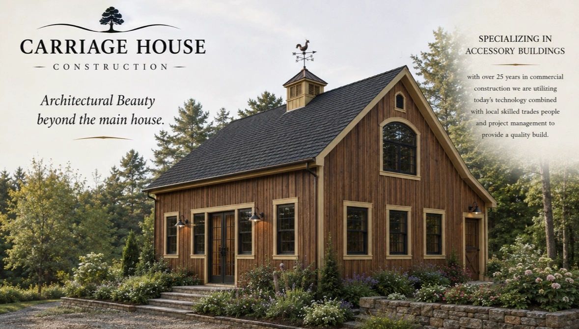 Wooden accessory building by Carriage House Construction.