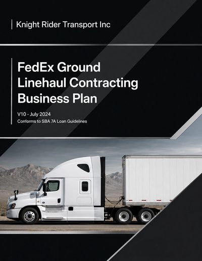 FedEx Ground linehaul contracting business plan cover with a semi truck image.