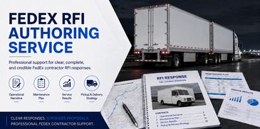 FedEx RFI Authoring Service promoting professional support for FedEx contractor RFI responses.