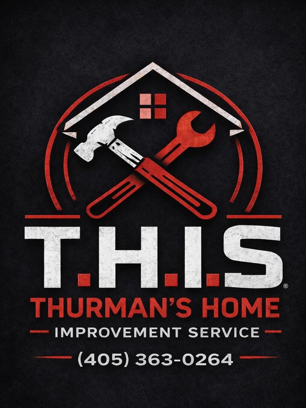 Logo for Thurman's Home Improvement Service featuring a hammer and wrench.