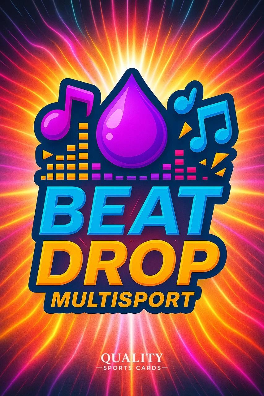 Bright, colorful Beat Drop Multisport logo with music notes and vibrant background.