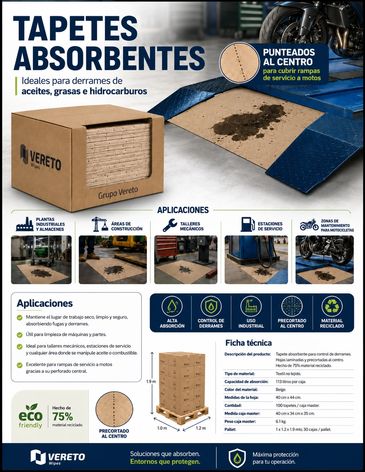 tapetes para contener derrames de aceite en el taller
