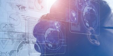 AI (Artificial Intelligence) concept. Deep learning. IoT (Internet of Things). ICT (Information Comm