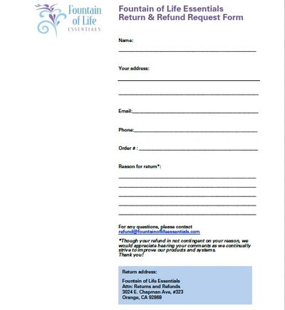 Return and refund request form