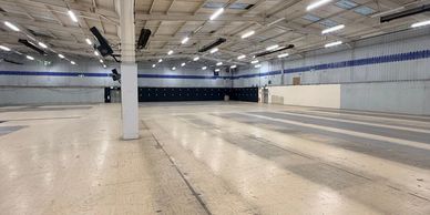 Completed soft strip of racking, shelving furniture and till units at a Clearance Bargains store 