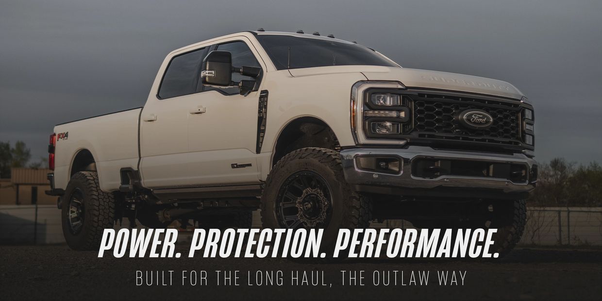White Ford pickup truck showcasing power and performance.