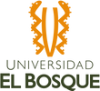 Logo of Universidad El Bosque with an orange abstract design.