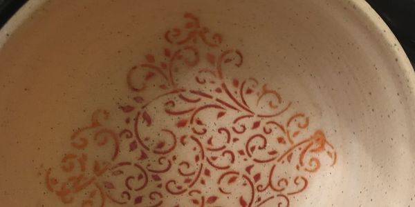 Underglaze on bisque Speckled Turtle clay body. 