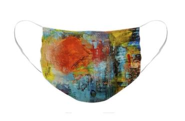 Colorful abstract art face mask with vibrant brush strokes.