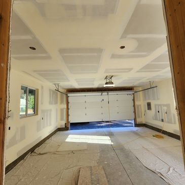 finished drywall in a garage