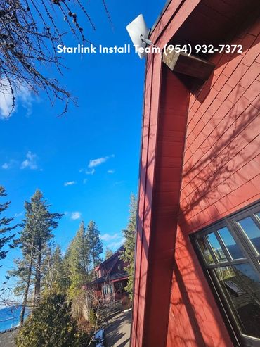 Starlink Installation at a lakefront home in a remote area.