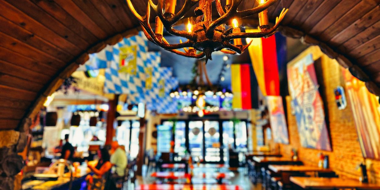 Bavaria Pensacola German and Italian Restaurant, German flags in dinning hall