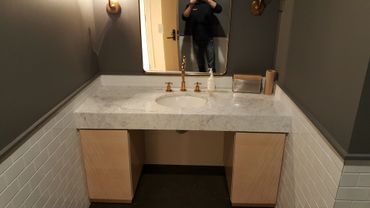 Marble Vanity top with mitered front edge
