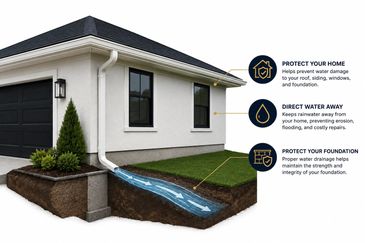 Diagram showing foundation drainage system to protect home.