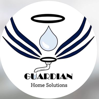 Guardian Home Solutions logo with water drop and wings.