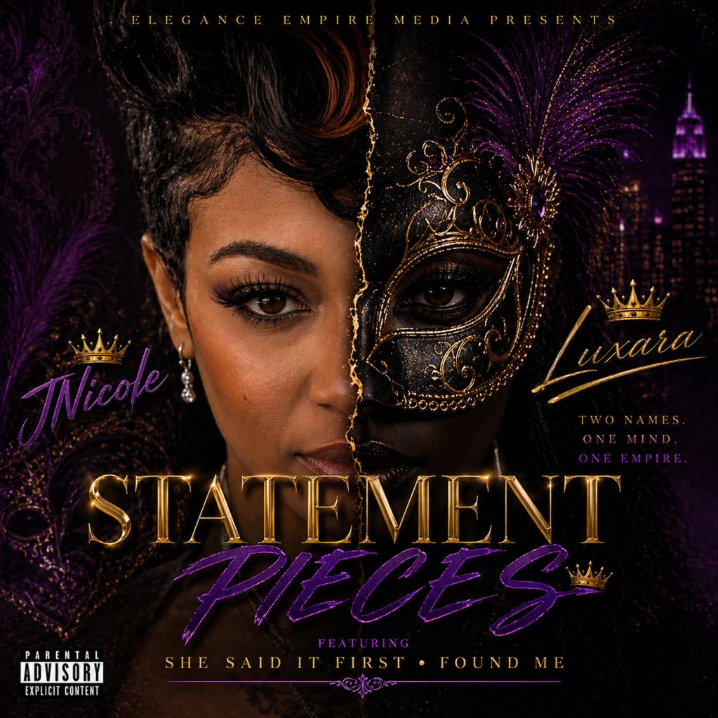 Album cover featuring a woman with half her face masked, titled 'Statement Pieces'.