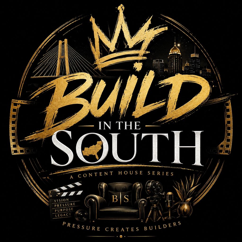 Logo for Build in the South series with gold and black theme.