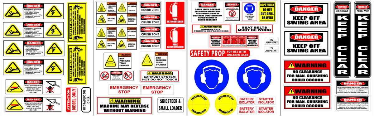 LOADER / SKIDSTEER SMALL Risk Assessment Safety stickers UV LAMINATED