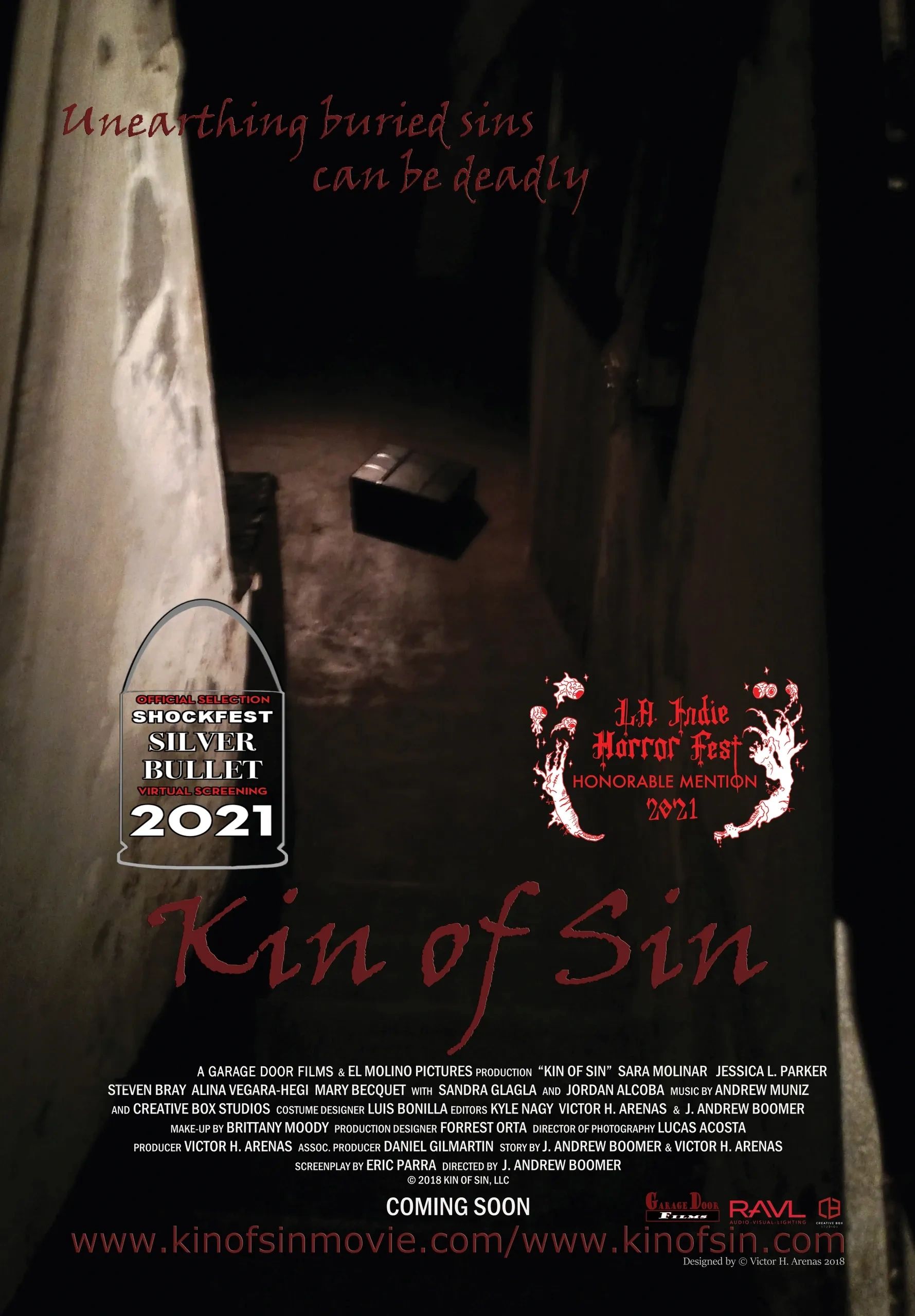 Kin of Sin movie poster. Shockfest film festival official selection. LA Indie Horror Fest award winn