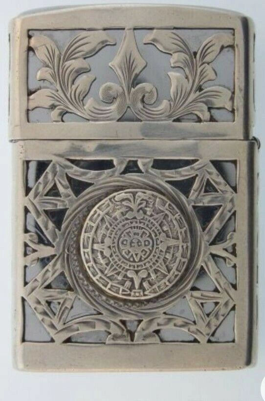 Engraved Vintage Aztec Calendar Silver Lighter .925 Zippo La Esperanza  Jalisco