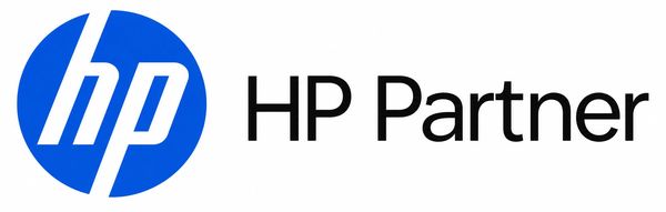 HP Partner logo with blue and white colors.