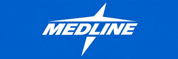 Medline logo on a blue background.