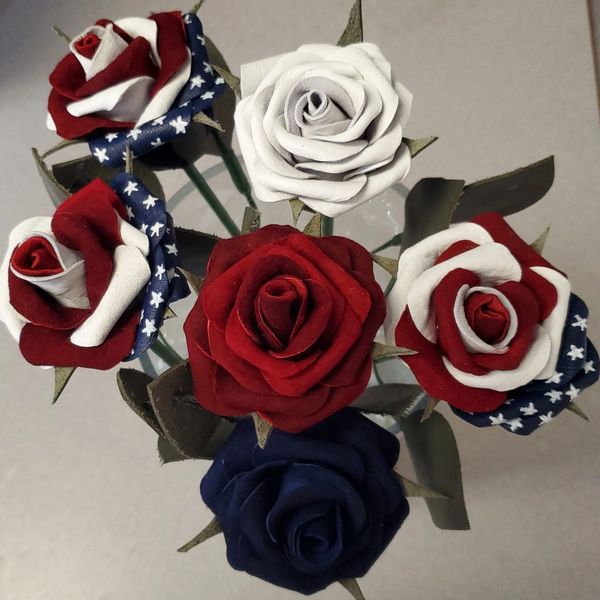 Red,White and Blue Leather Roses
Patriotic Leather Roses