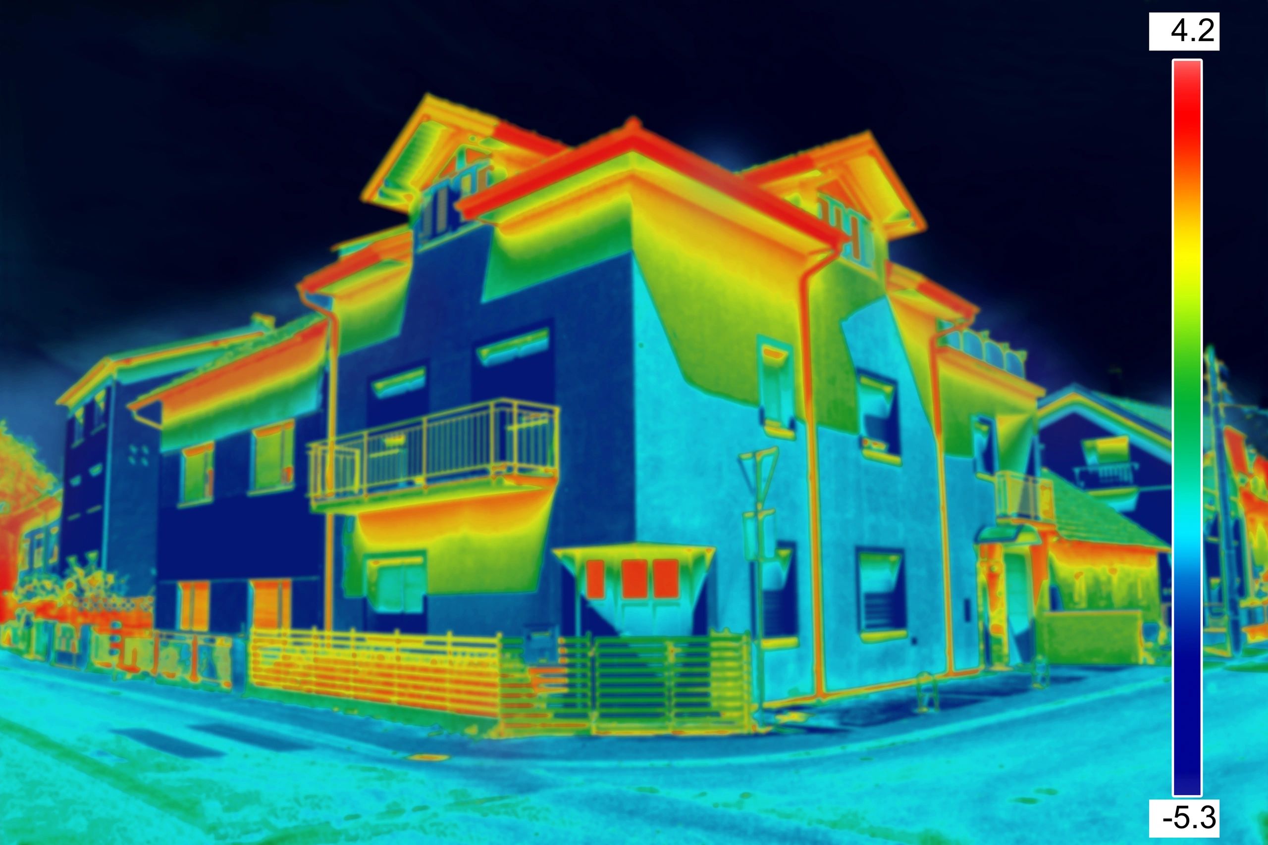 Thermal image of a house.