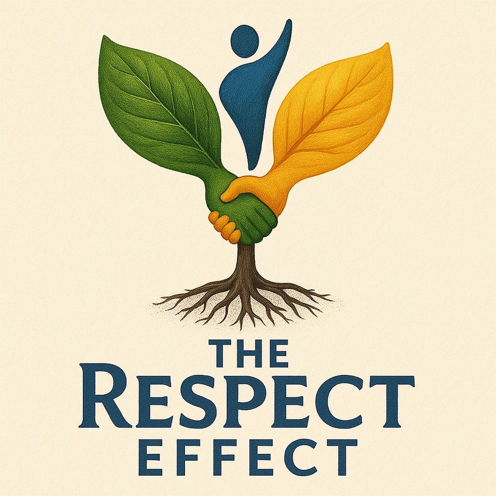 Illustration of handshake leaves and roots symbolizing respect and growth.