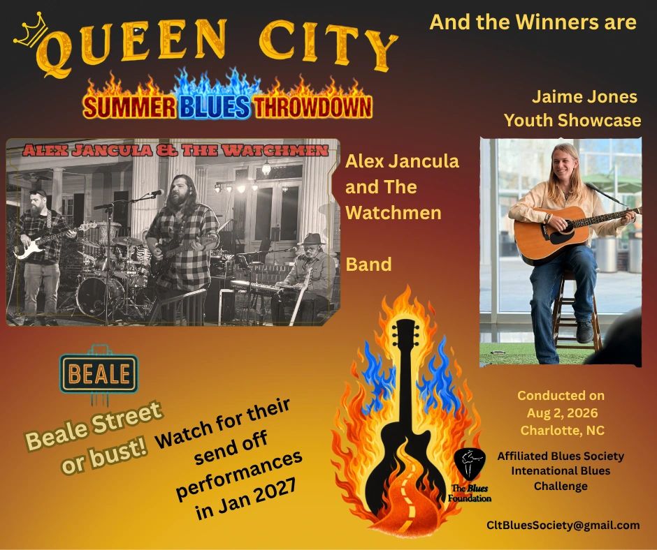 Queen City Blues Throwdown 2026 winners are Alex Jancula & the Watchmen. And Youth act - Jaime Jones