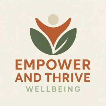 Logo with a person and leaves symbolizing growth and wellbeing.