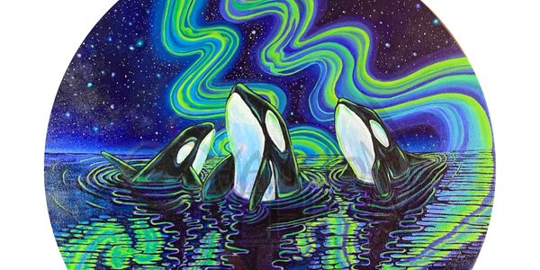 Orca's Aurora
painted 2021-  20 inch Acrylic on canvas with a 1 1/4 in gallery wrap.