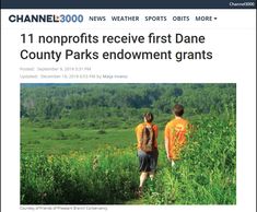 screen capture of announcement first recipients of Dane County Parks endowment grants