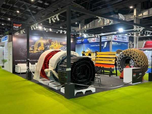 Industrial equipment showcase at a trade exhibition.