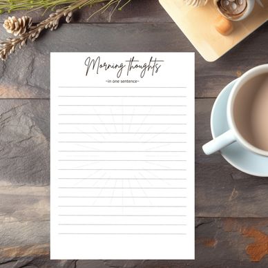 Printable Morning Thoughts Work Sheet