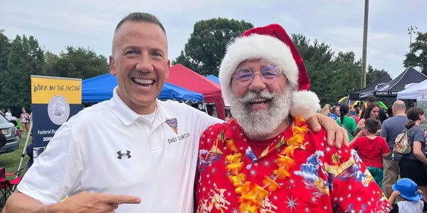 Santa Mike visiting at the National Night Out with the Chief of Police! - Sewell, NJ