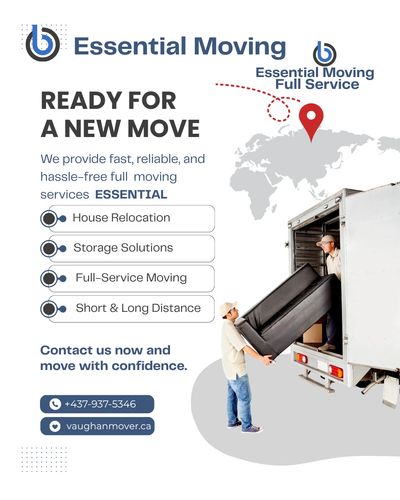 ESSENTIAL™ Full-Service Moving
Vaughanmover.ca proudly presents ESSENTIAL™Full-Service Moving .We  b