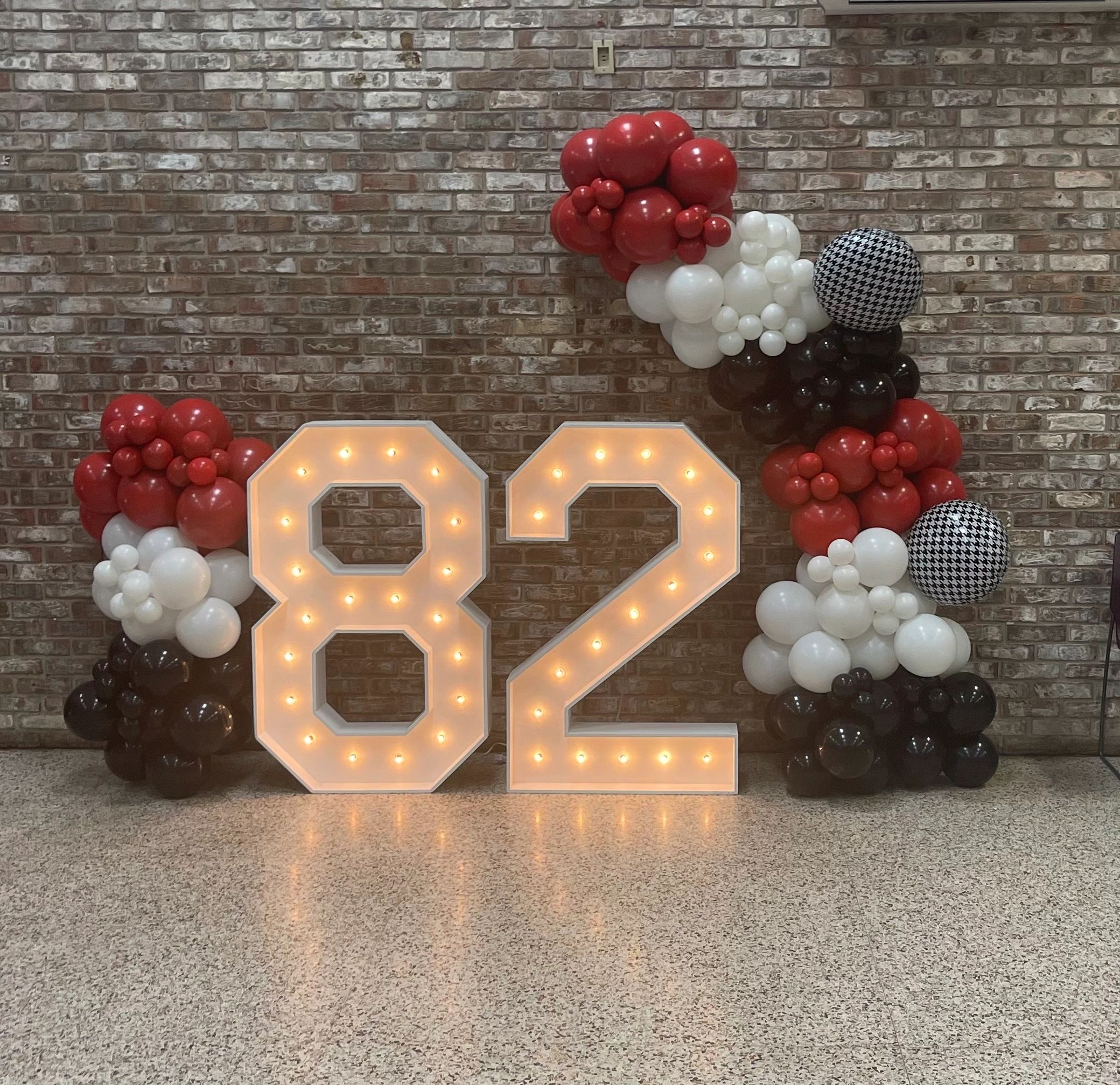  Customized theme and color blocked balloon garland and Marquee Numbers 