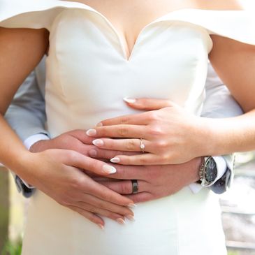 bride and groom wedding rings