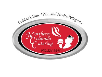 Logo for Northern Colorado Catering with contact info and founders' names.