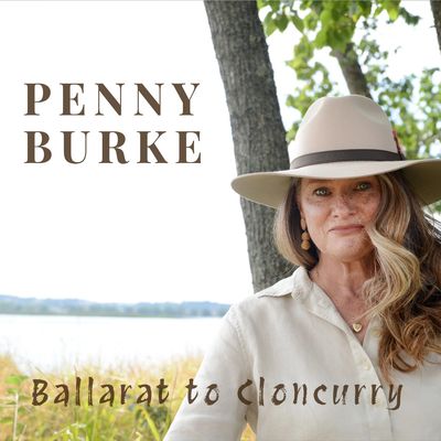 Penny Burke outdoors with a hat and natural background, promoting 'Ballarat to Cloncurry'.