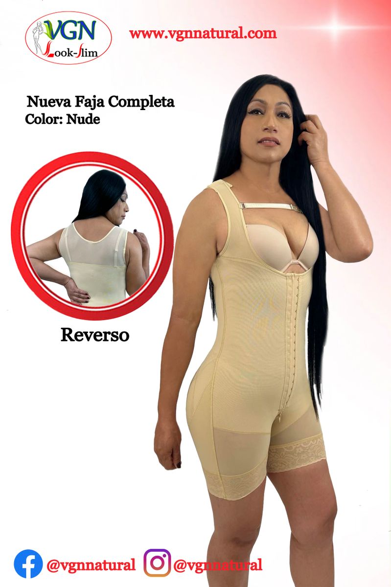 New Faja Cuerpo Completo Media Pierna, Zipper Entrepierna Ganchos Ajustable  en el hombro