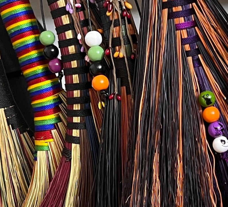 Each broom is individually hand made, hand tied one at a time.  No two brooms are alike.
