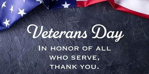 Veterans Day tribute with American flag and thank you message.