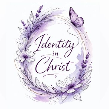 Elegant floral wreath with a butterfly and the text 'Identity in Christ'.