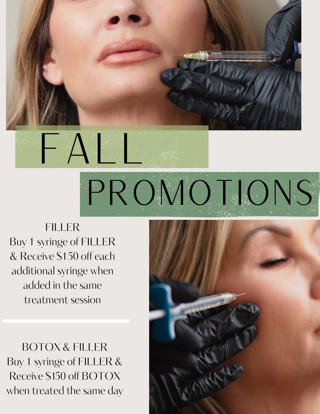 Botox and dermal filler promotion for September and October
