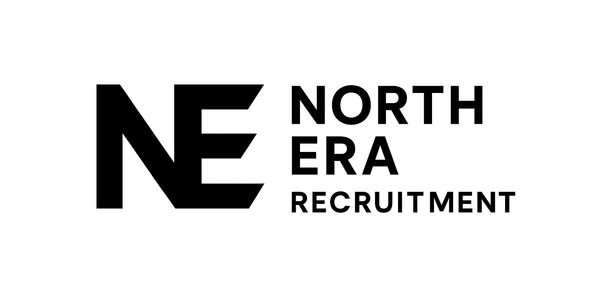 Logo for North Era Recruitment featuring bold NE initials and text.